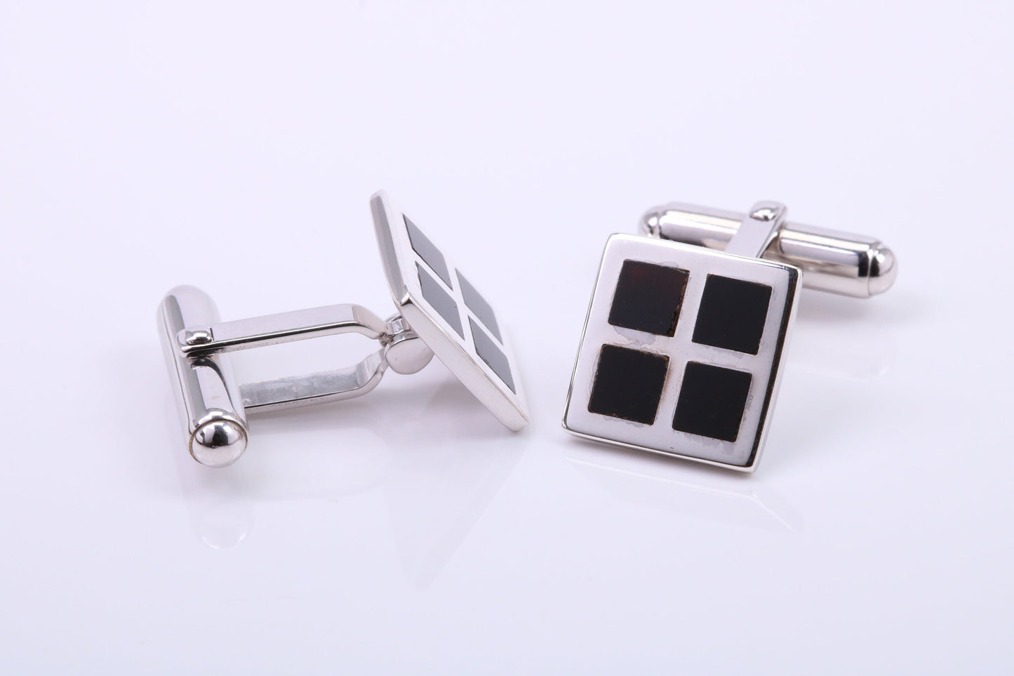 Black Onyx set Square Solid Silver Cufflinks