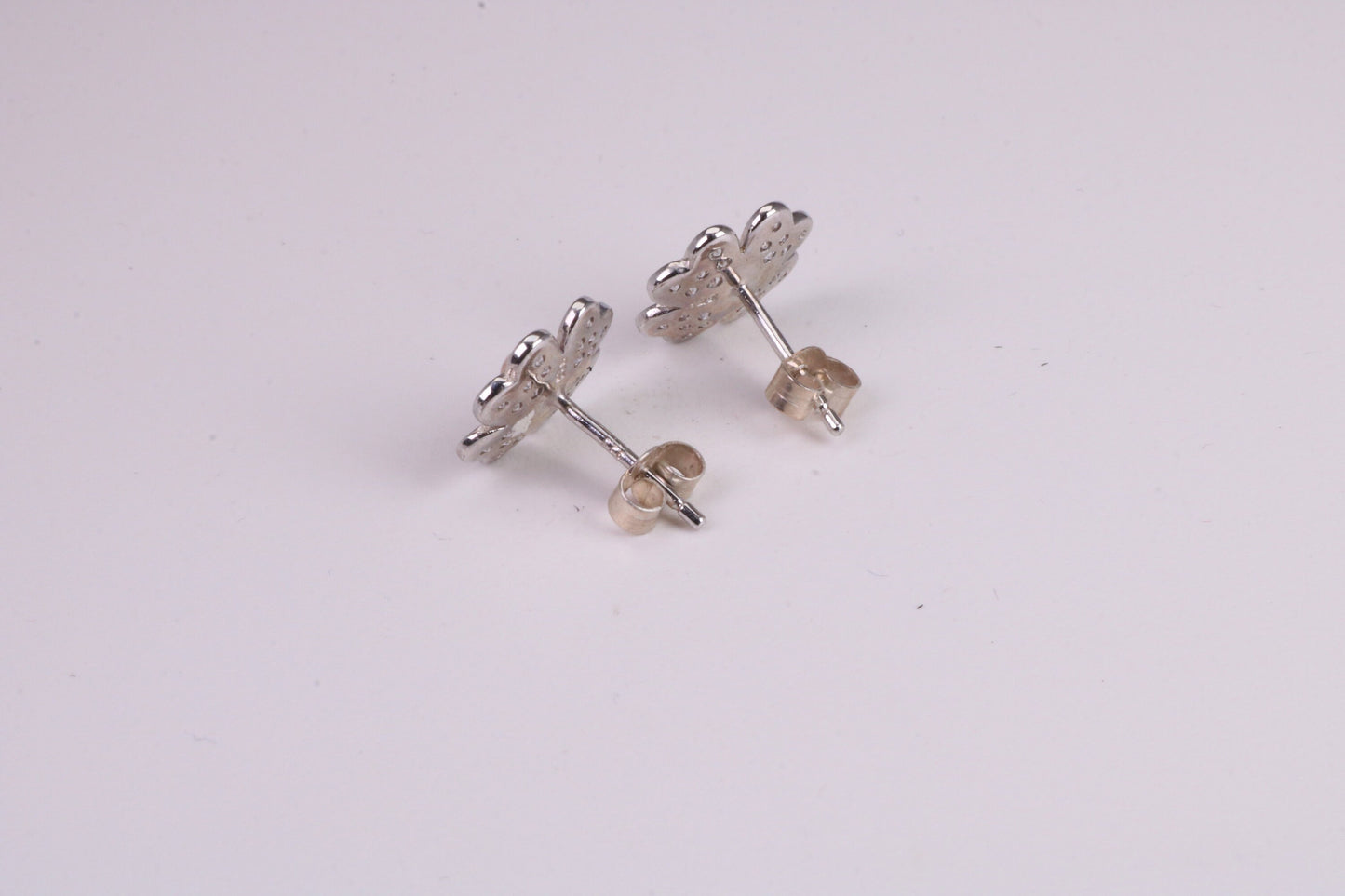 11 mm Round Natural Pearl and Cubic Zirconia set Stud Earrings, set in Solid Silver