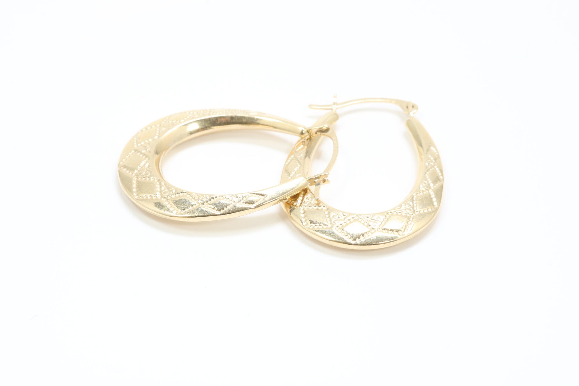 25 mm Long Hoop Creole Earrings Made from Solid 9ct Yellow Gold