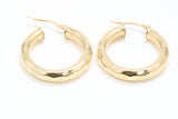 25 mm Round Chunky Hoop Creole Earrings Made from Solid 9ct Yellow Gold, British Hallmarked