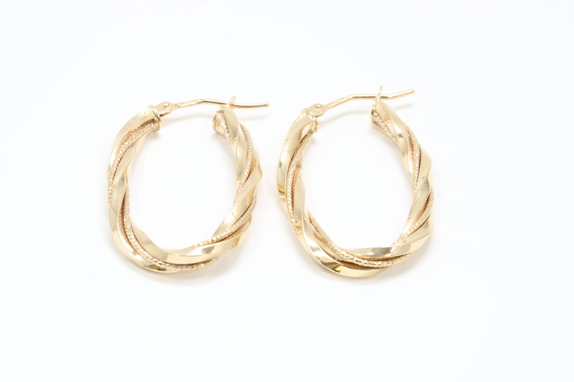 30 mm Long Hoop Creole Earrings Made from Solid 9ct Yellow Gold, British Hallmarked