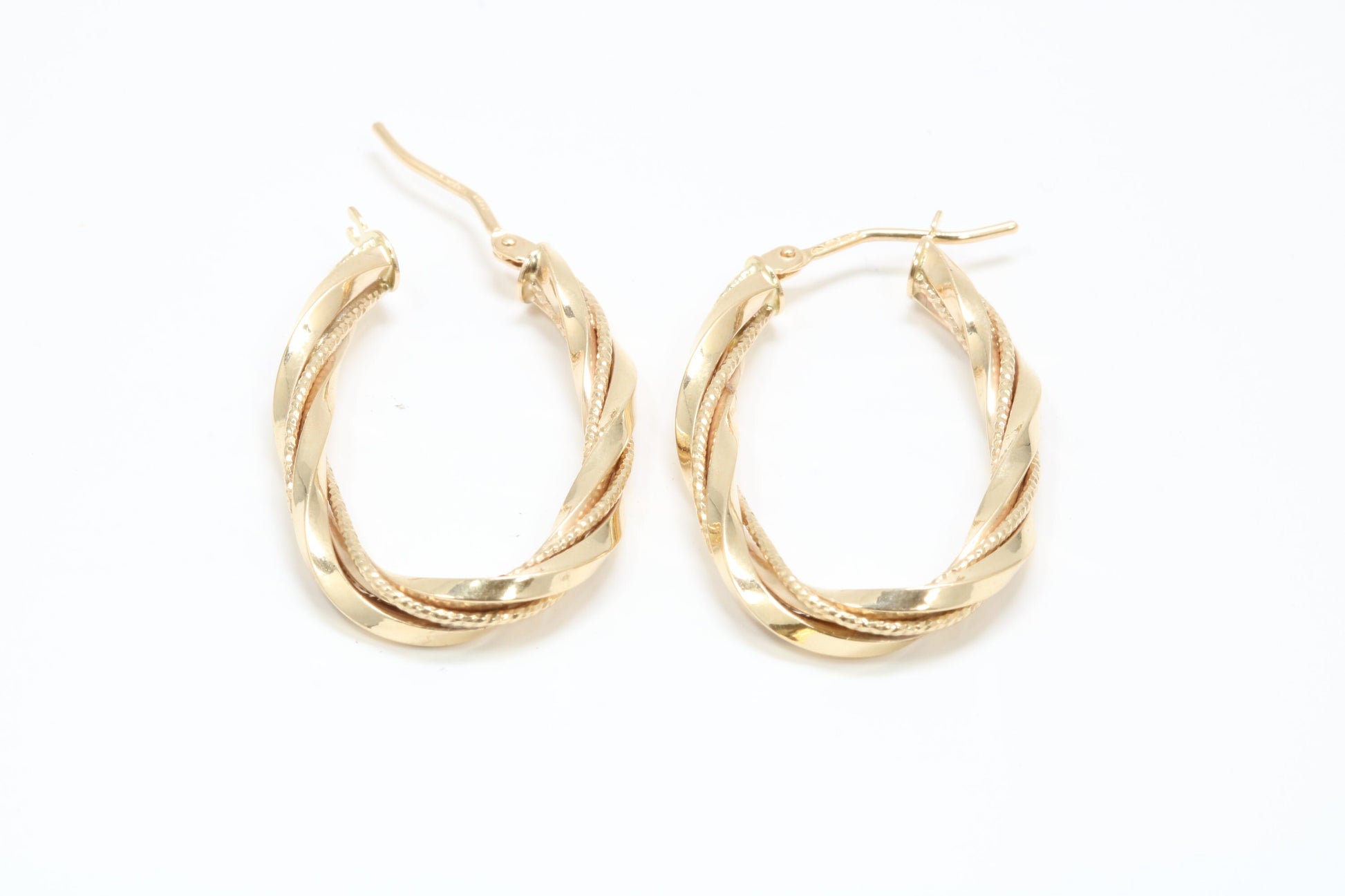 30 mm Long Hoop Creole Earrings Made from Solid 9ct Yellow Gold, British Hallmarked