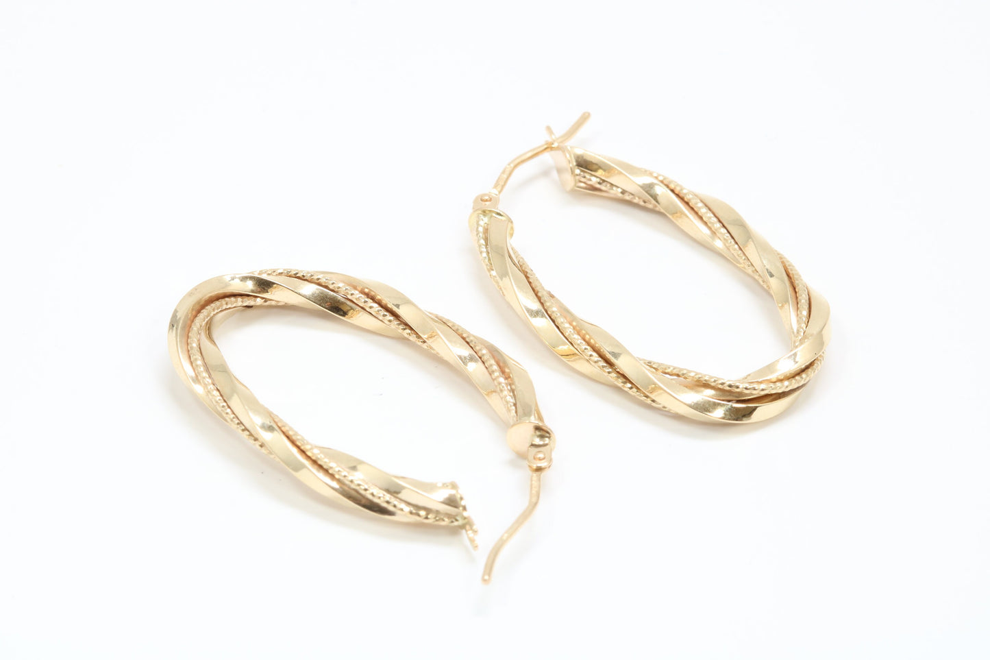 30 mm Long Hoop Creole Earrings Made from Solid 9ct Yellow Gold, British Hallmarked