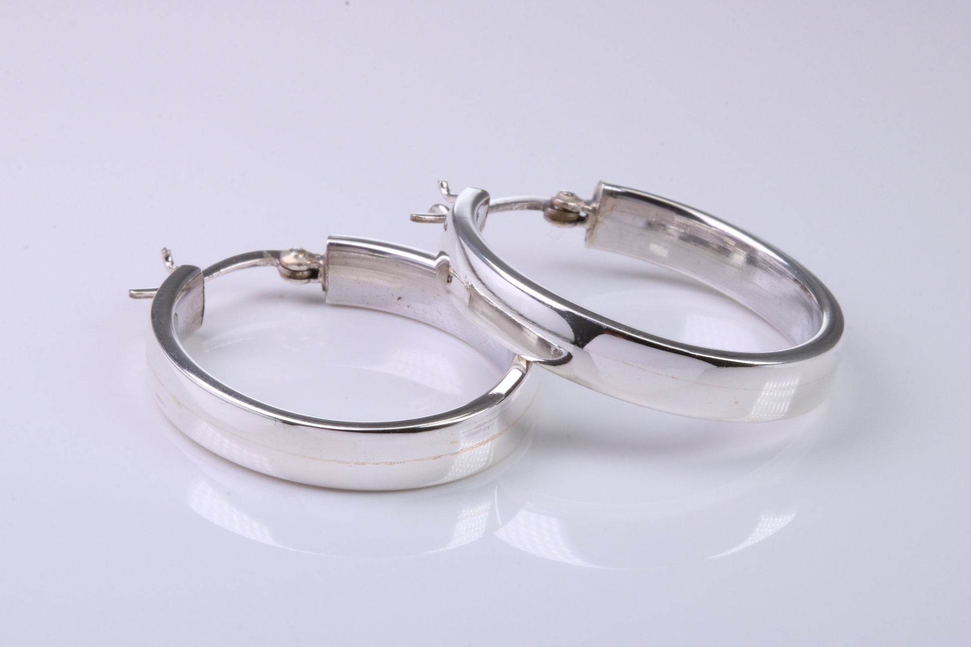 32 mm Long Hoop Creole Earrings Made from Solid 925 Grade Sterling Silver