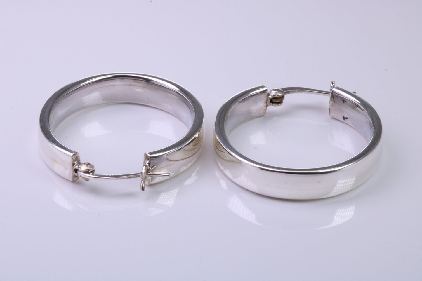 32 mm Long Hoop Creole Earrings Made from Solid 925 Grade Sterling Silver