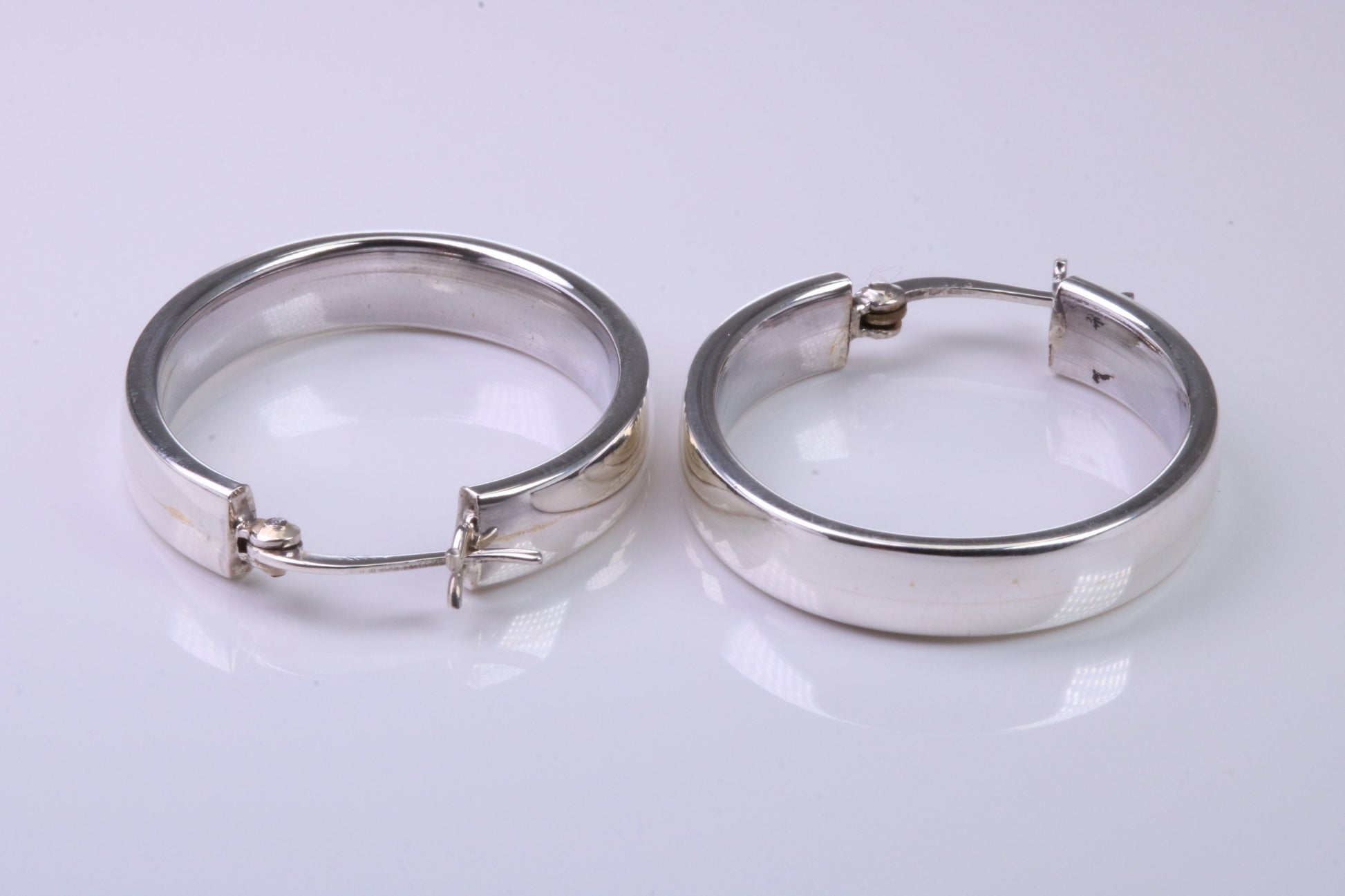 32 mm Long Hoop Creole Earrings Made from Solid 925 Grade Sterling Silver