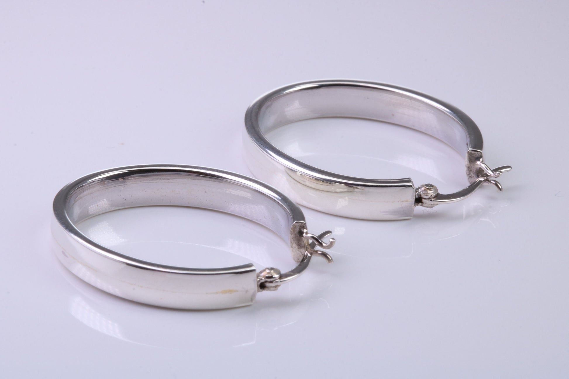 32 mm Long Hoop Creole Earrings Made from Solid 925 Grade Sterling Silver