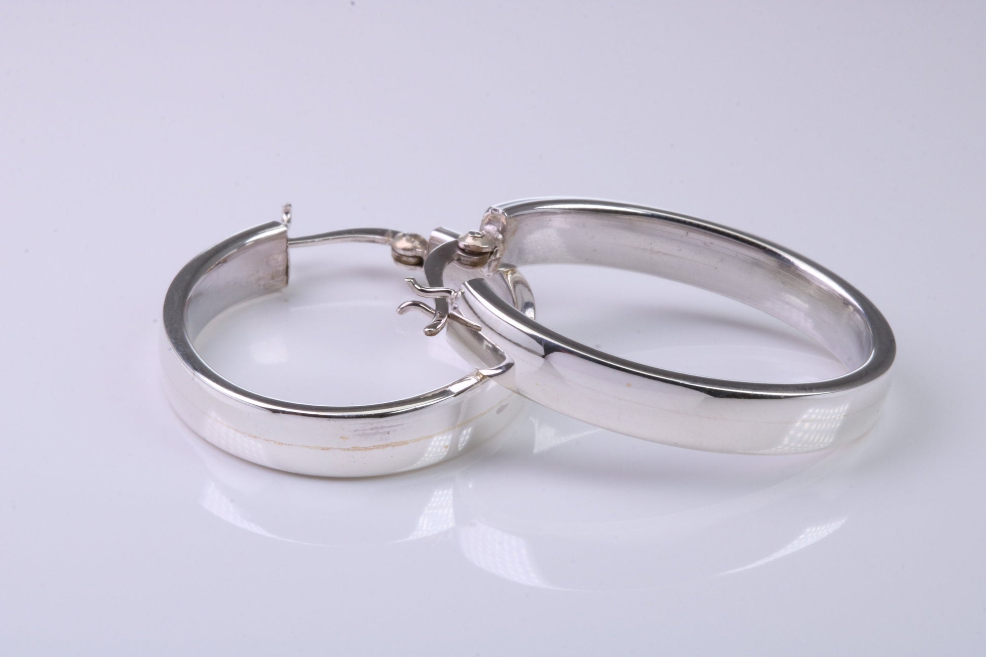 32 mm Long Hoop Creole Earrings Made from Solid 925 Grade Sterling Silver