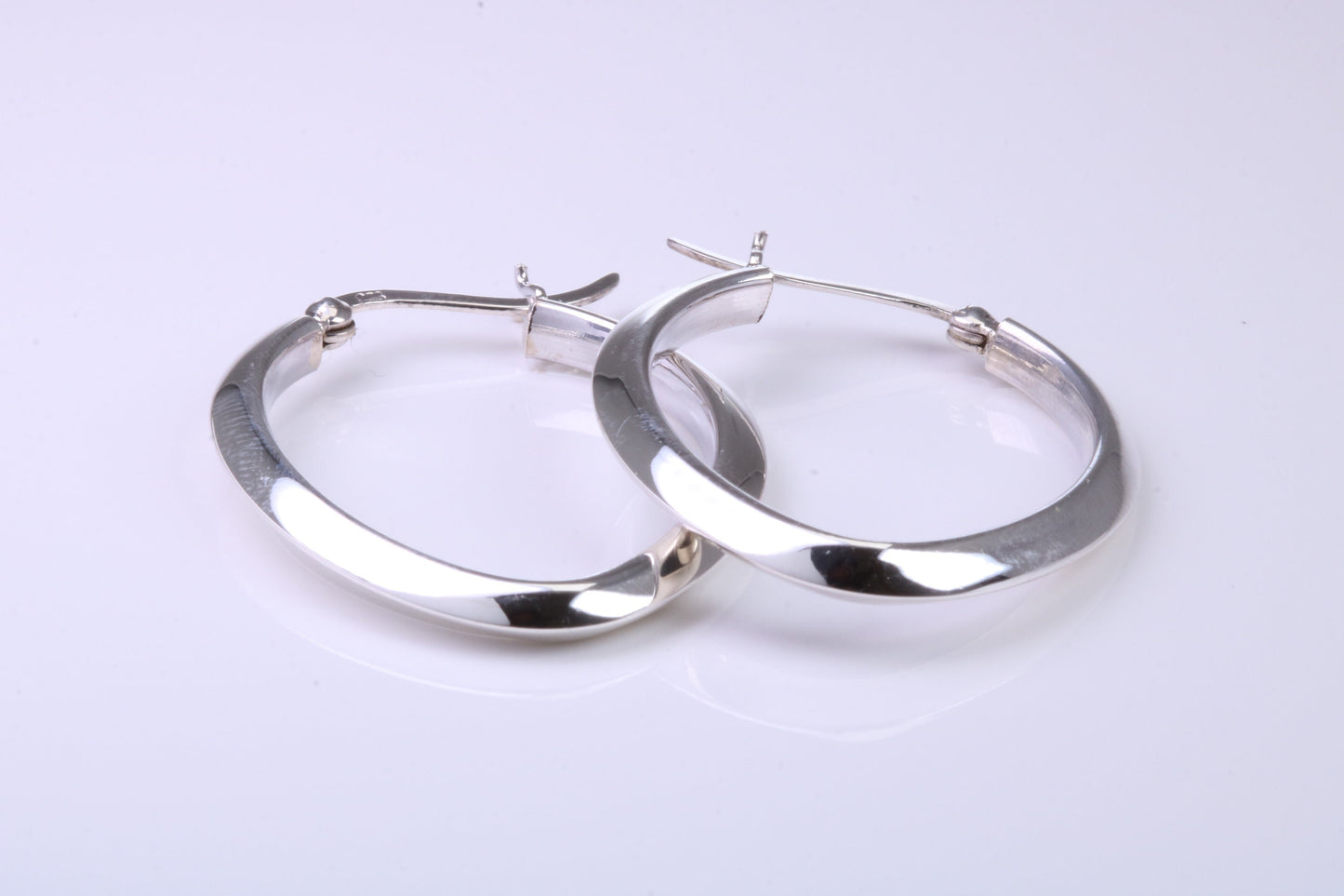 35 mm Long Hoop Creole Earrings Made from Solid 925 Grade Sterling Silver