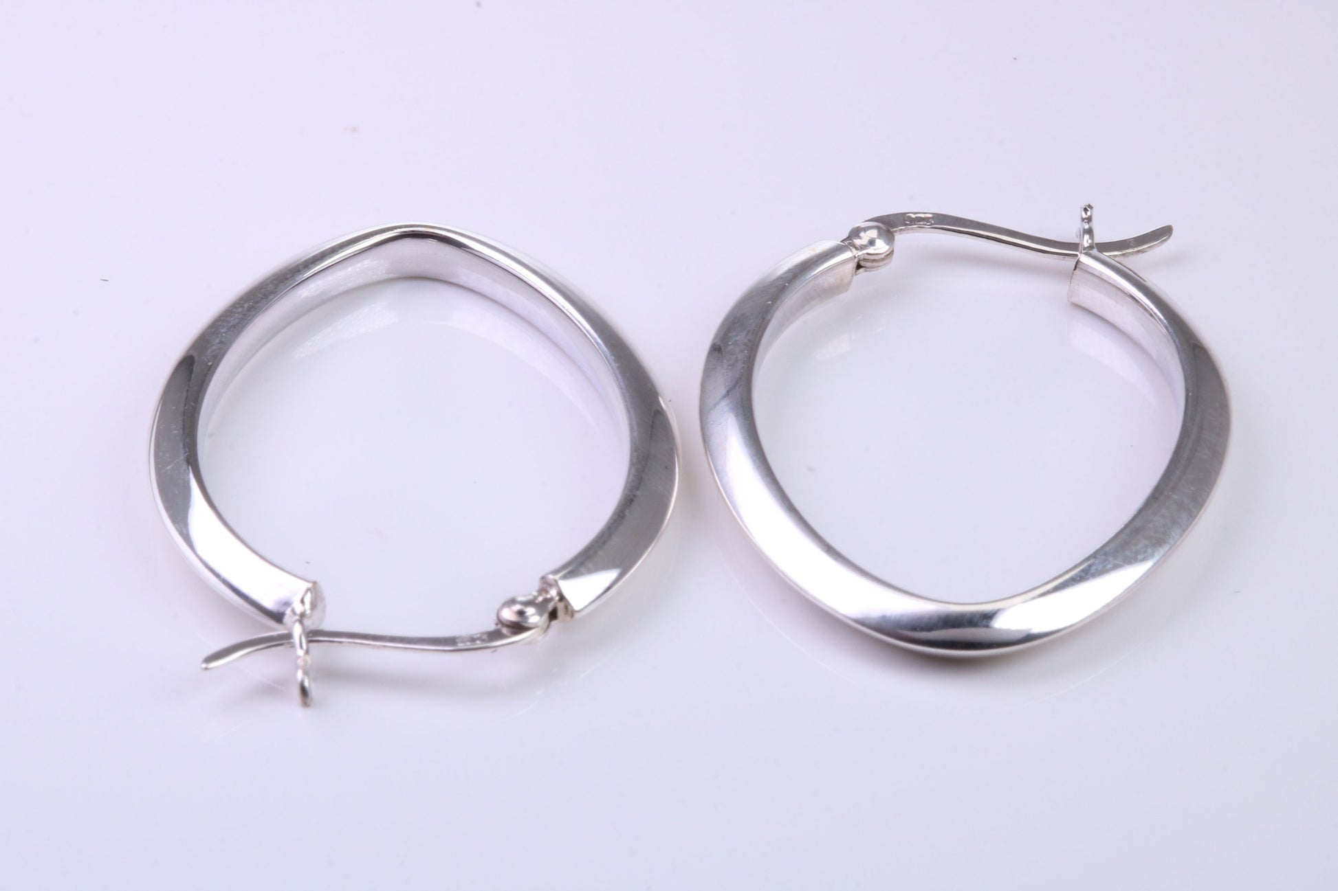 35 mm Long Hoop Creole Earrings Made from Solid 925 Grade Sterling Silver