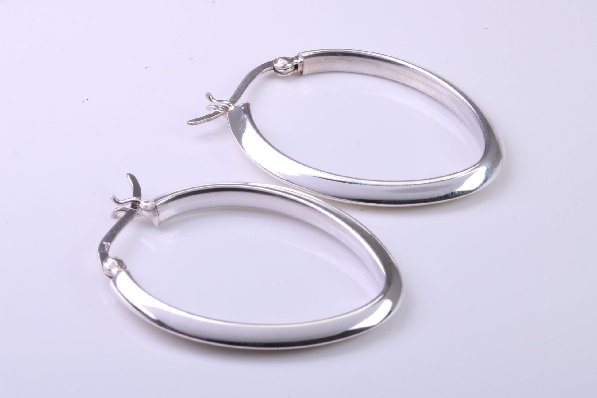 35 mm Long Hoop Creole Earrings Made from Solid 925 Grade Sterling Silver