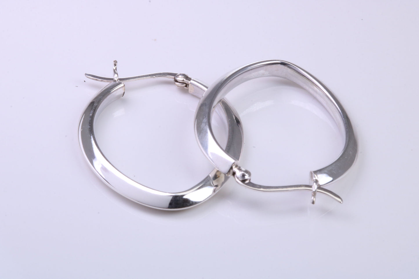 35 mm Long Hoop Creole Earrings Made from Solid 925 Grade Sterling Silver