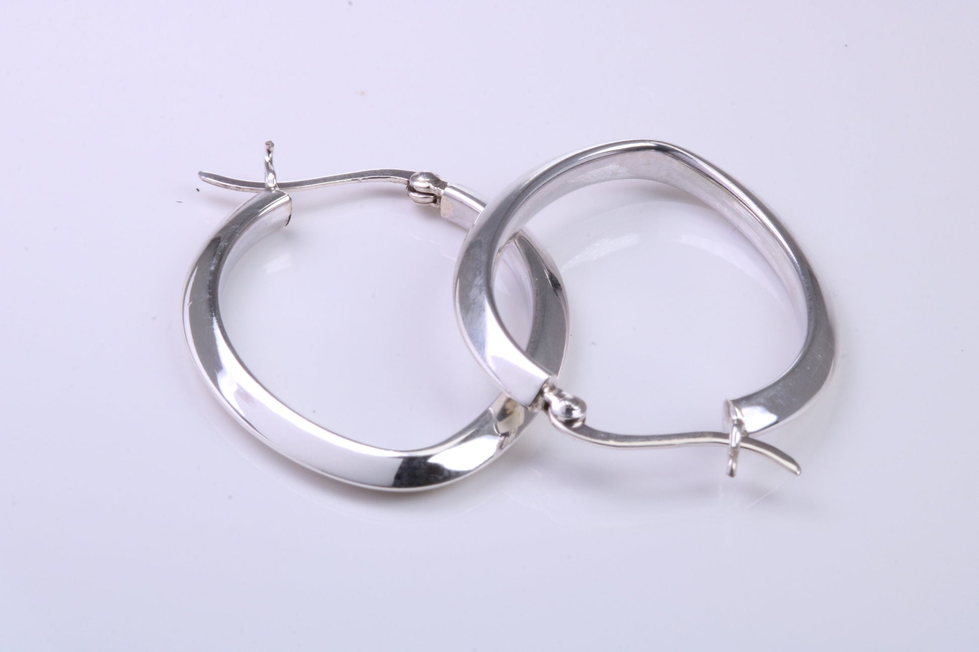 35 mm Long Hoop Creole Earrings Made from Solid 925 Grade Sterling Silver