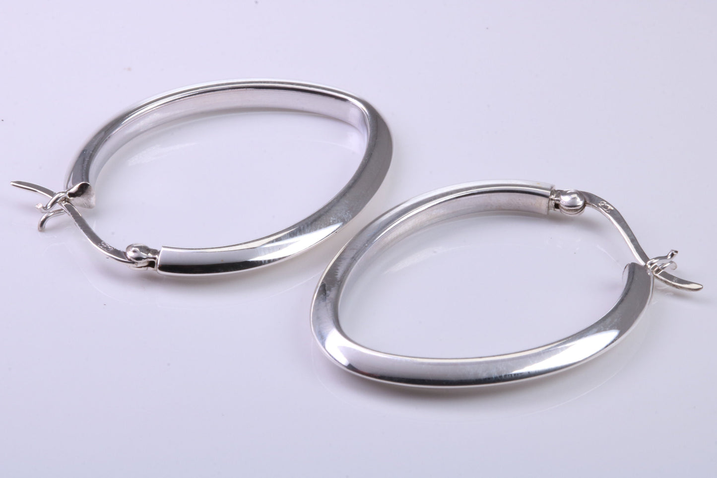 35 mm Long Hoop Creole Earrings Made from Solid 925 Grade Sterling Silver