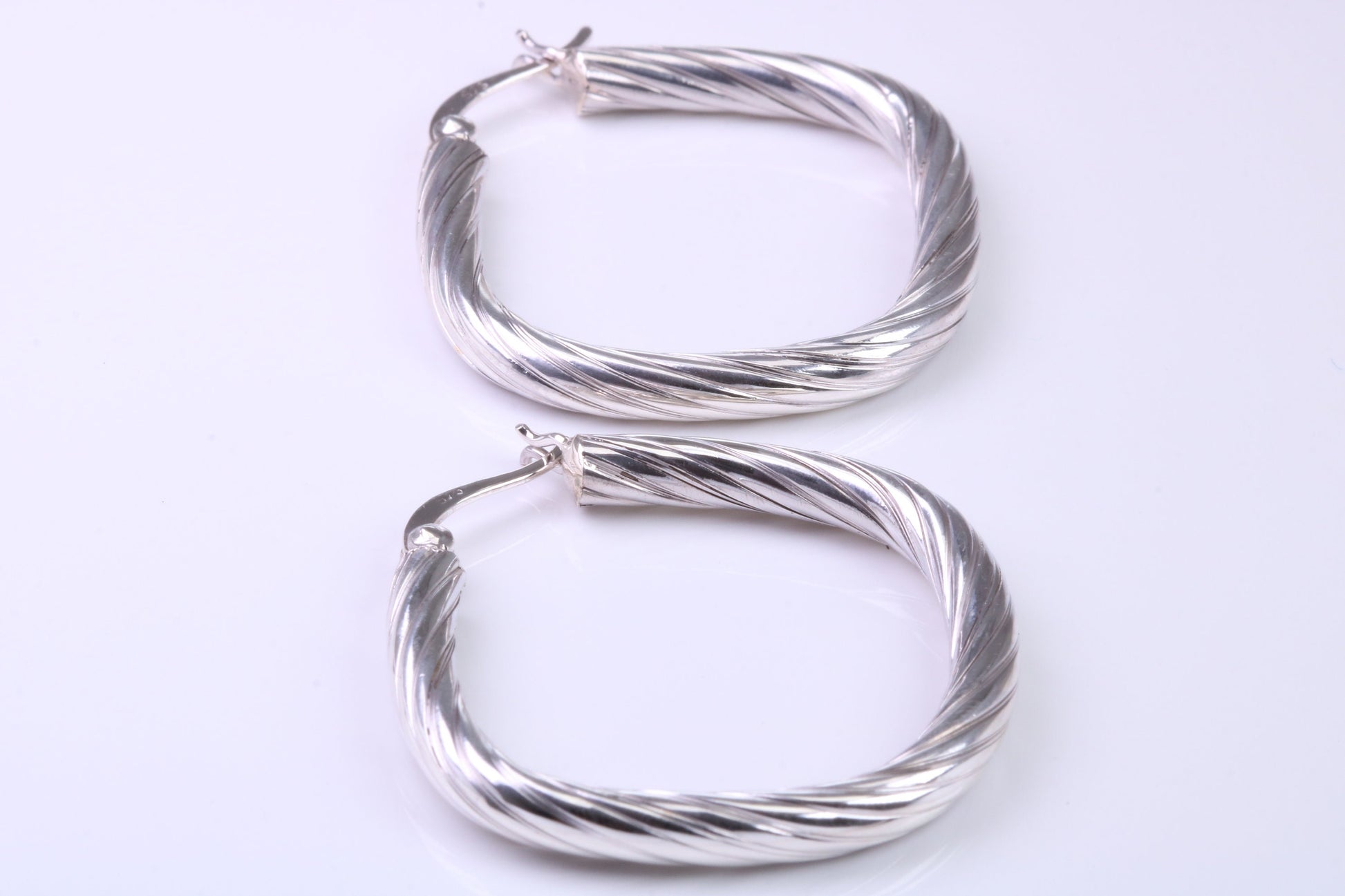 30 mm Square Profile Hoop Creole Earrings Made from 925 Grade Sterling Silver