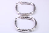 30 mm Square Profile Hoop Creole Earrings Made from 925 Grade Sterling Silver