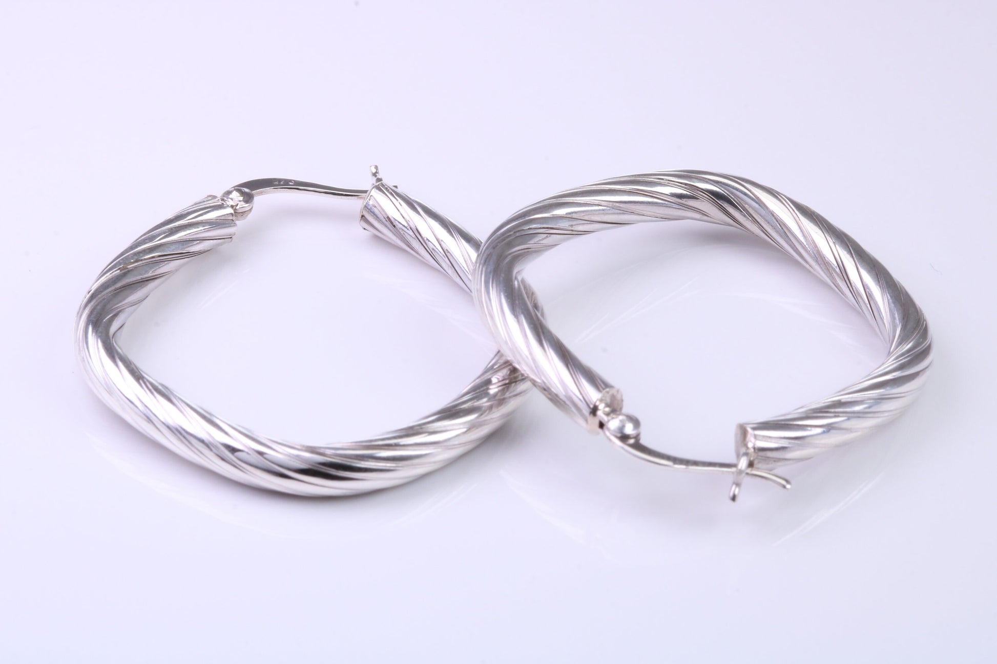 30 mm Square Profile Hoop Creole Earrings Made from 925 Grade Sterling Silver