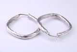 30 mm Square Profile Hoop Creole Earrings Made from 925 Grade Sterling Silver