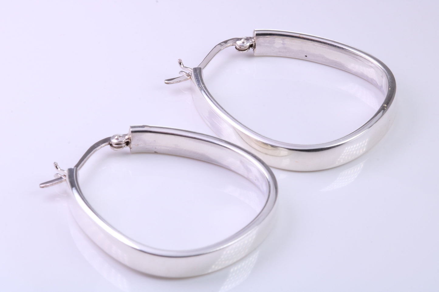 35 mm Long Hoop Creole Earrings Made from Solid 925 Grade Sterling Silver