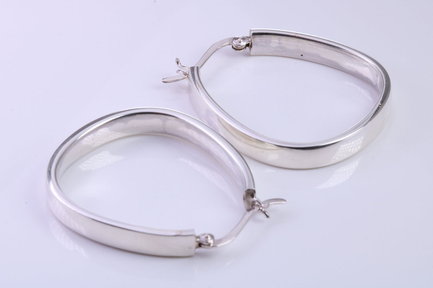 35 mm Long Hoop Creole Earrings Made from Solid 925 Grade Sterling Silver