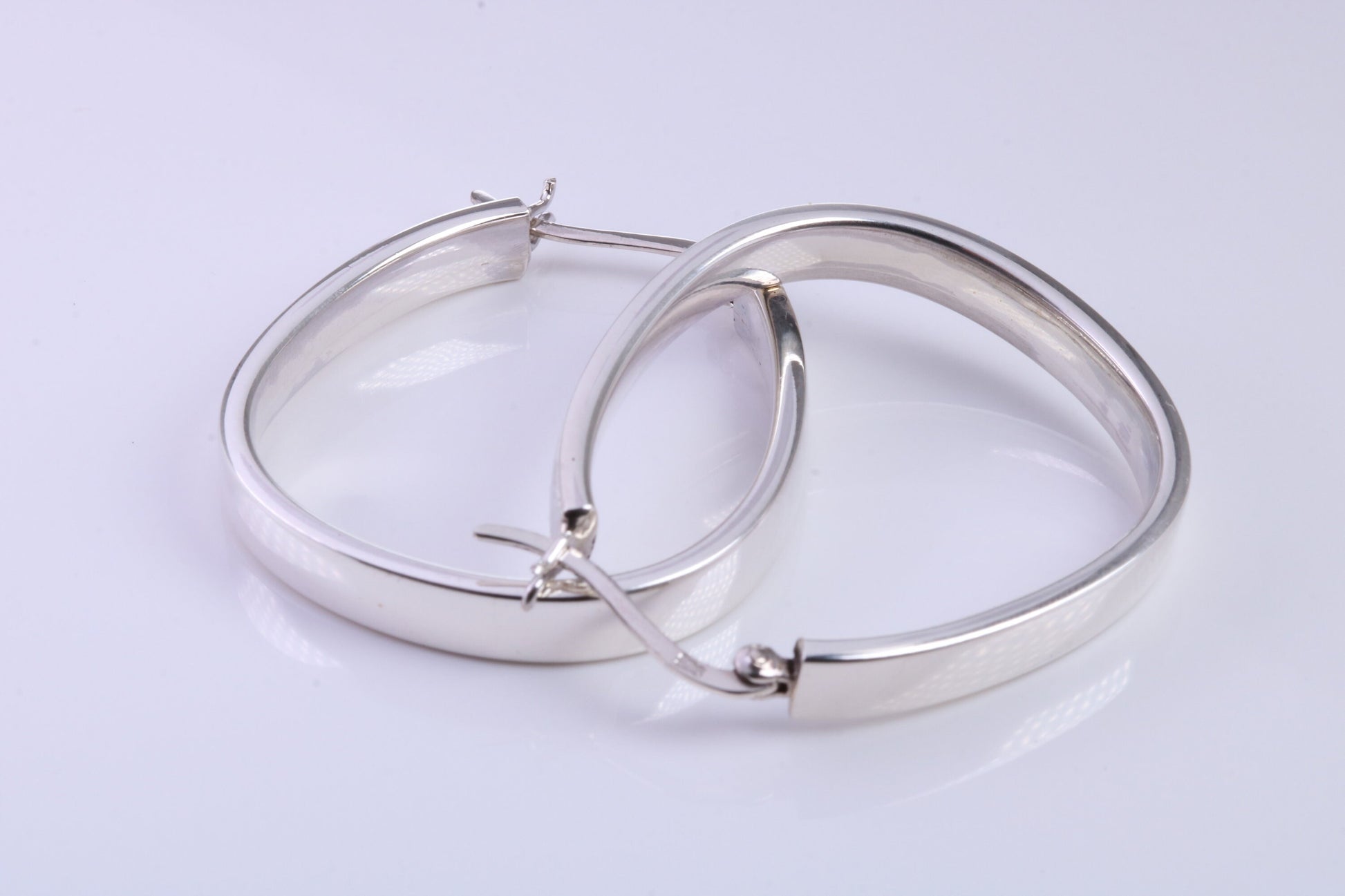 35 mm Long Hoop Creole Earrings Made from Solid 925 Grade Sterling Silver