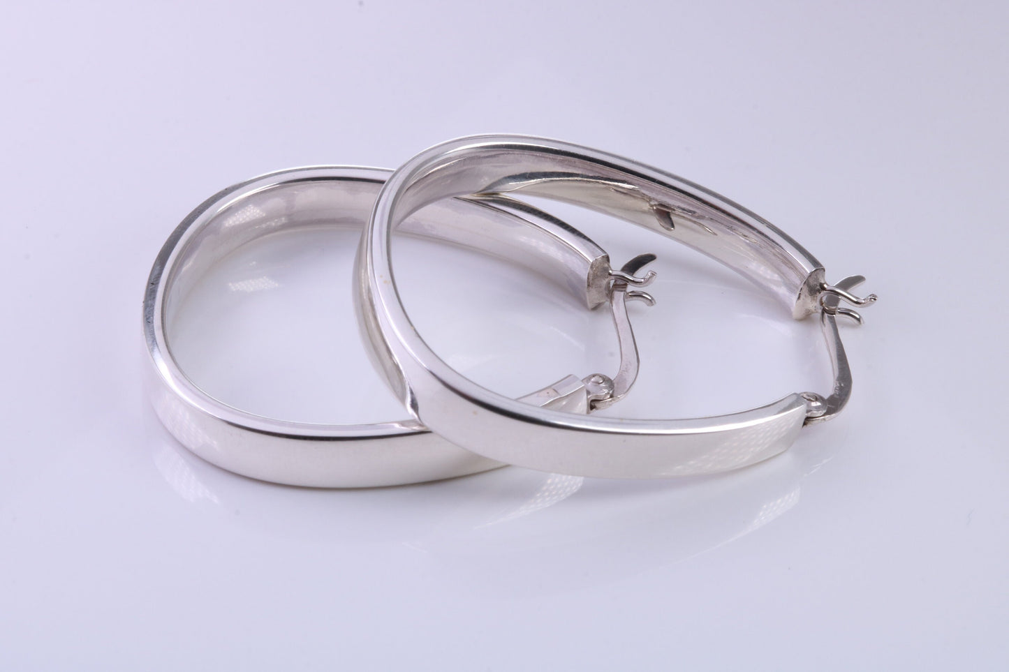 35 mm Long Hoop Creole Earrings Made from Solid 925 Grade Sterling Silver