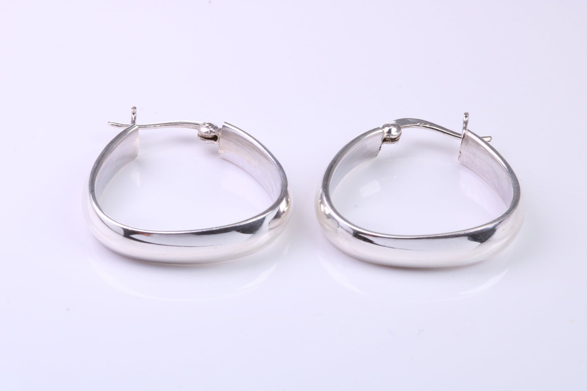 27 mm Long Hoop Creole Earrings Made from Solid 925 Grade Sterling Silver