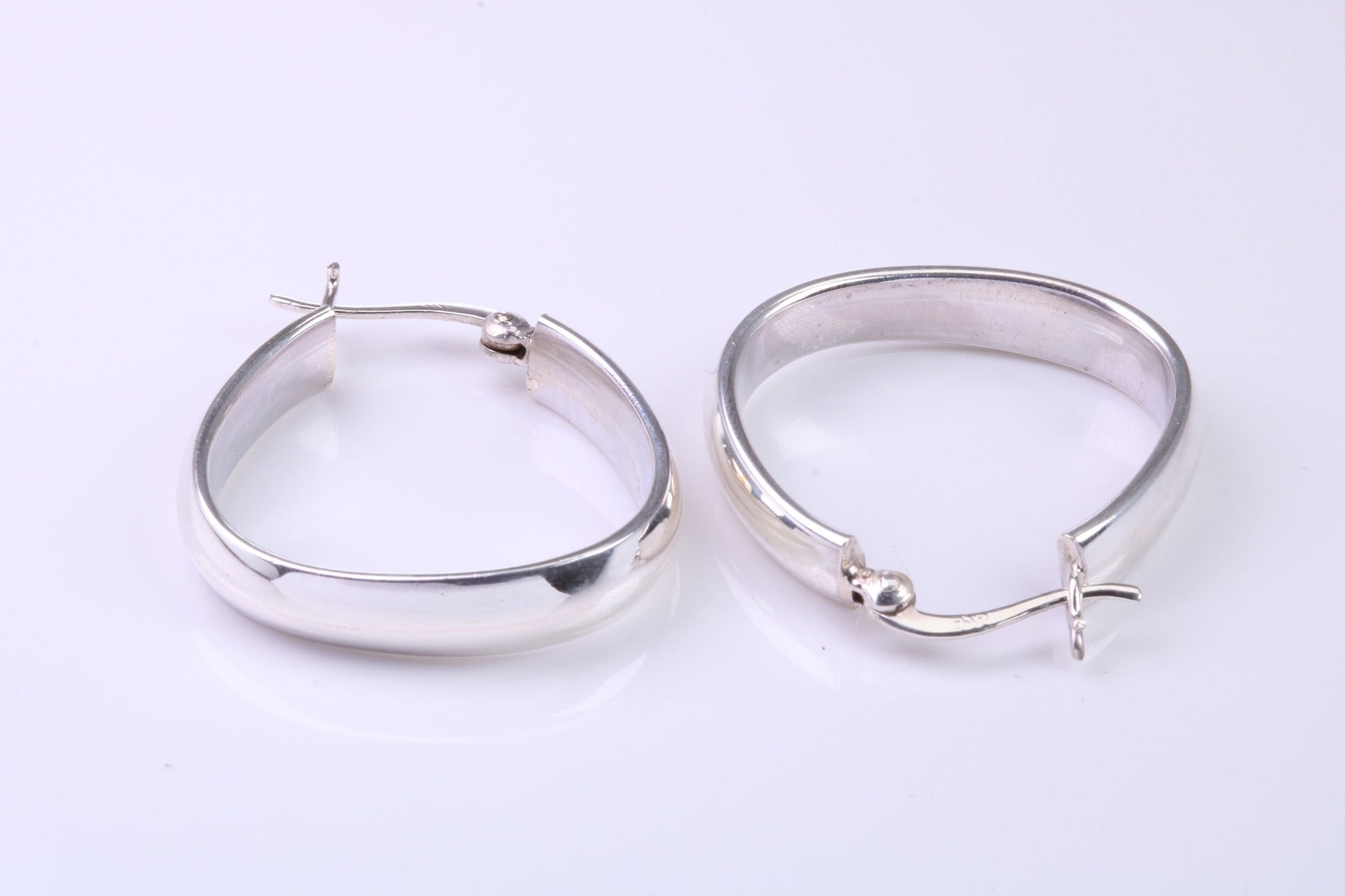 27 mm Long Hoop Creole Earrings Made from Solid 925 Grade Sterling Silver