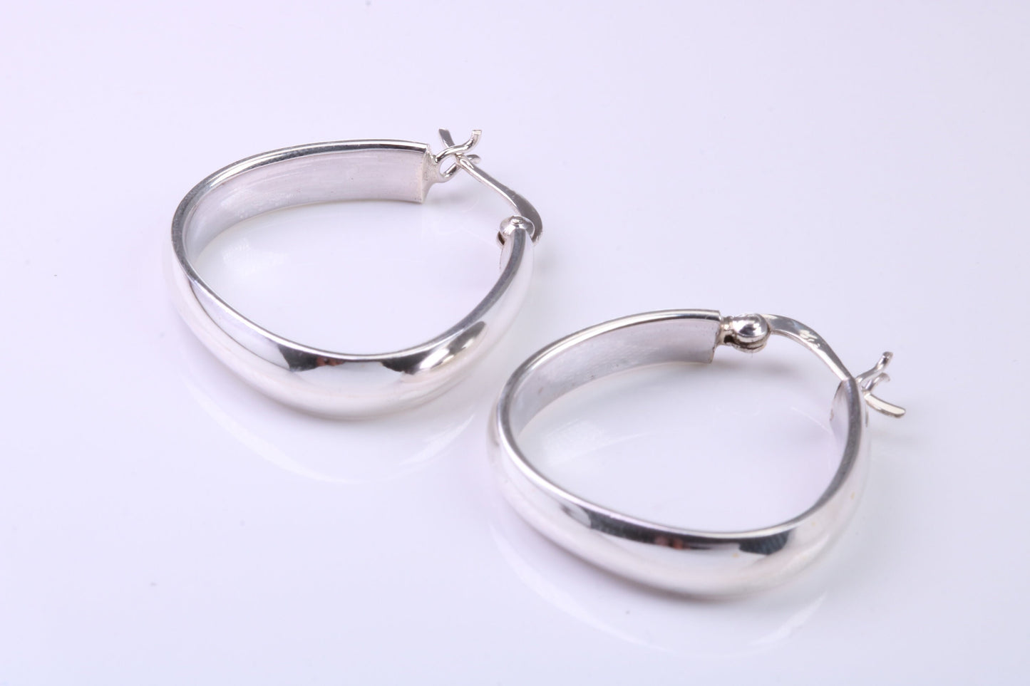 27 mm Long Hoop Creole Earrings Made from Solid 925 Grade Sterling Silver