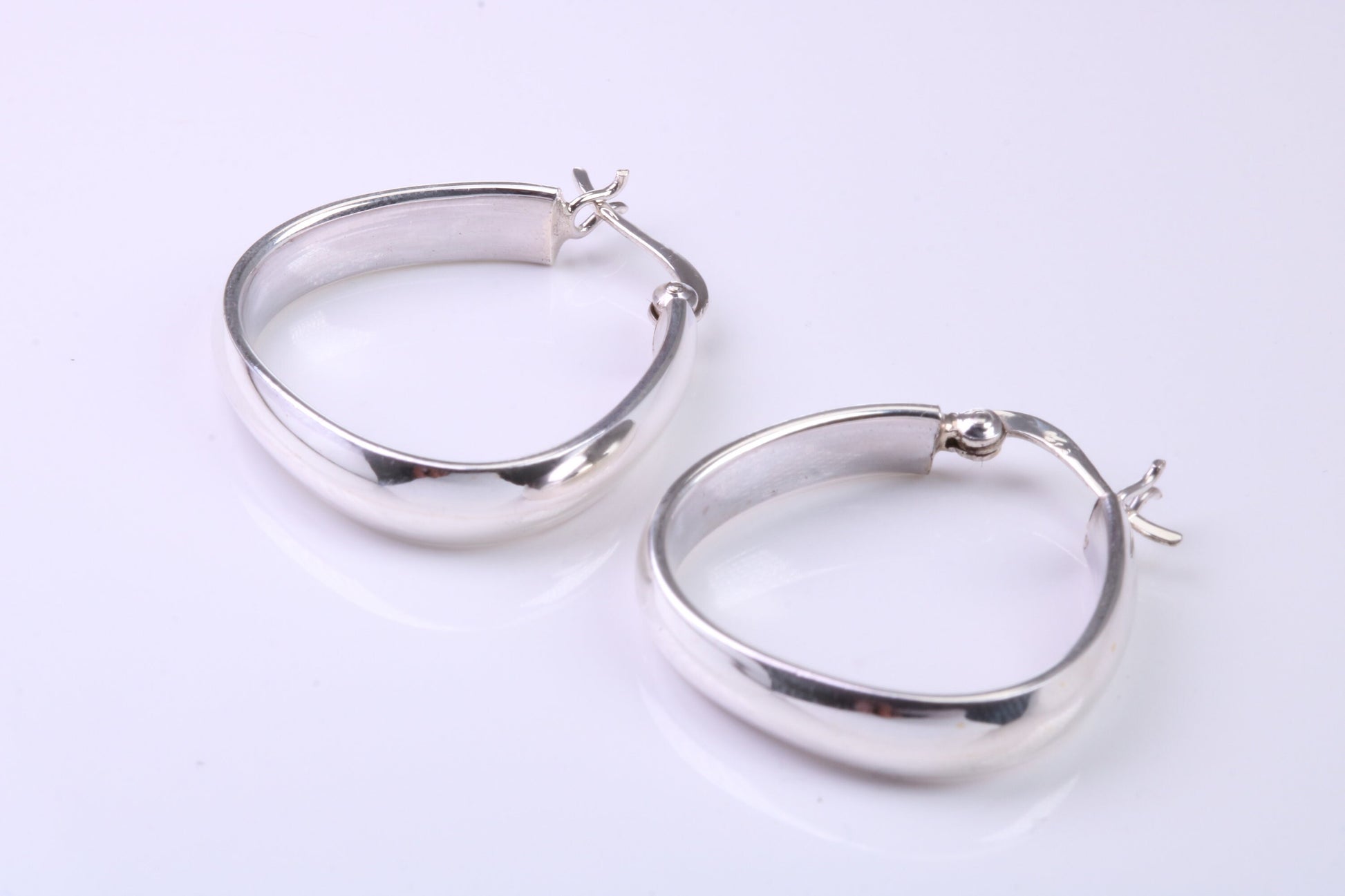 27 mm Long Hoop Creole Earrings Made from Solid 925 Grade Sterling Silver