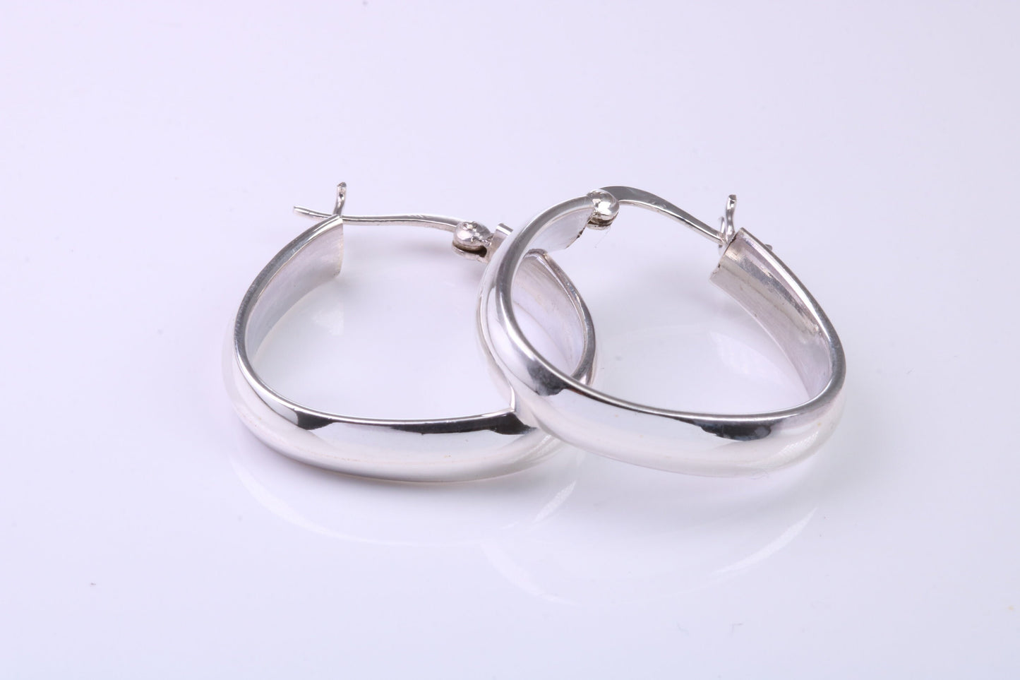 27 mm Long Hoop Creole Earrings Made from Solid 925 Grade Sterling Silver