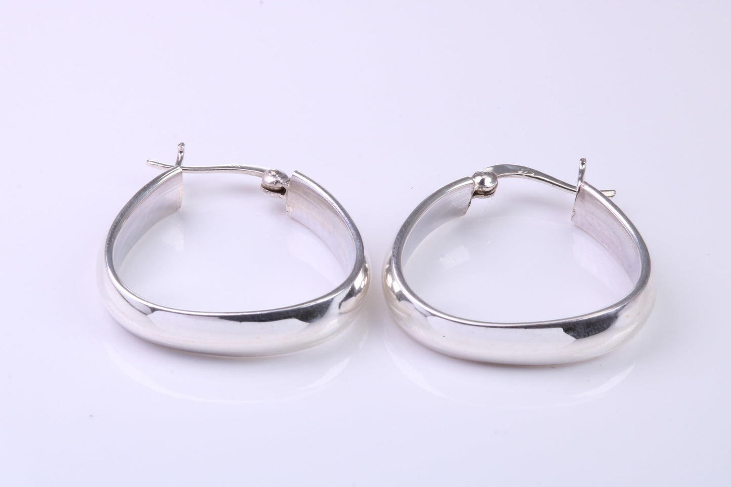 27 mm Long Hoop Creole Earrings Made from Solid 925 Grade Sterling Silver