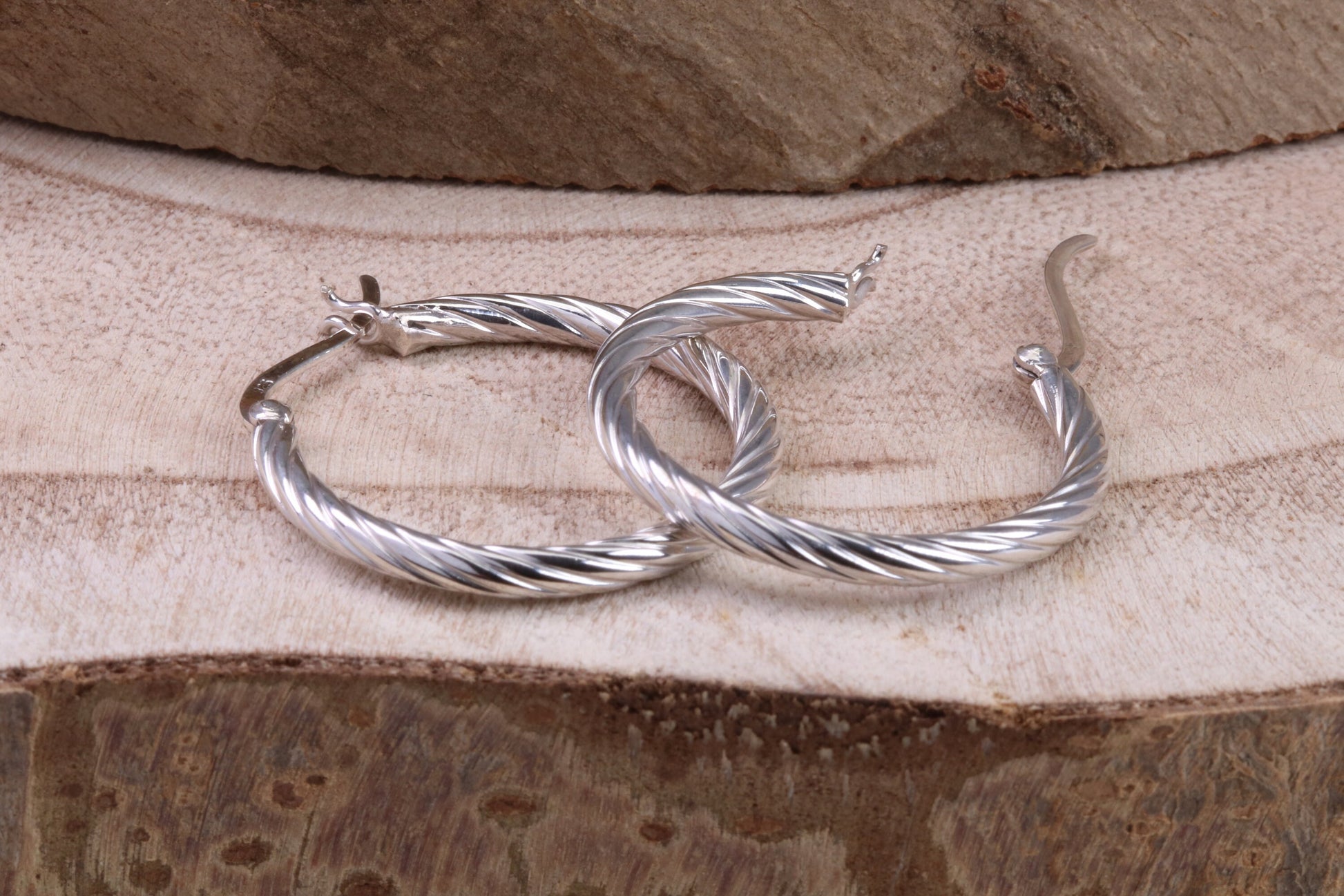 30 mm Round Hoop Creole Earrings Made from 925 Grade Sterling Silver