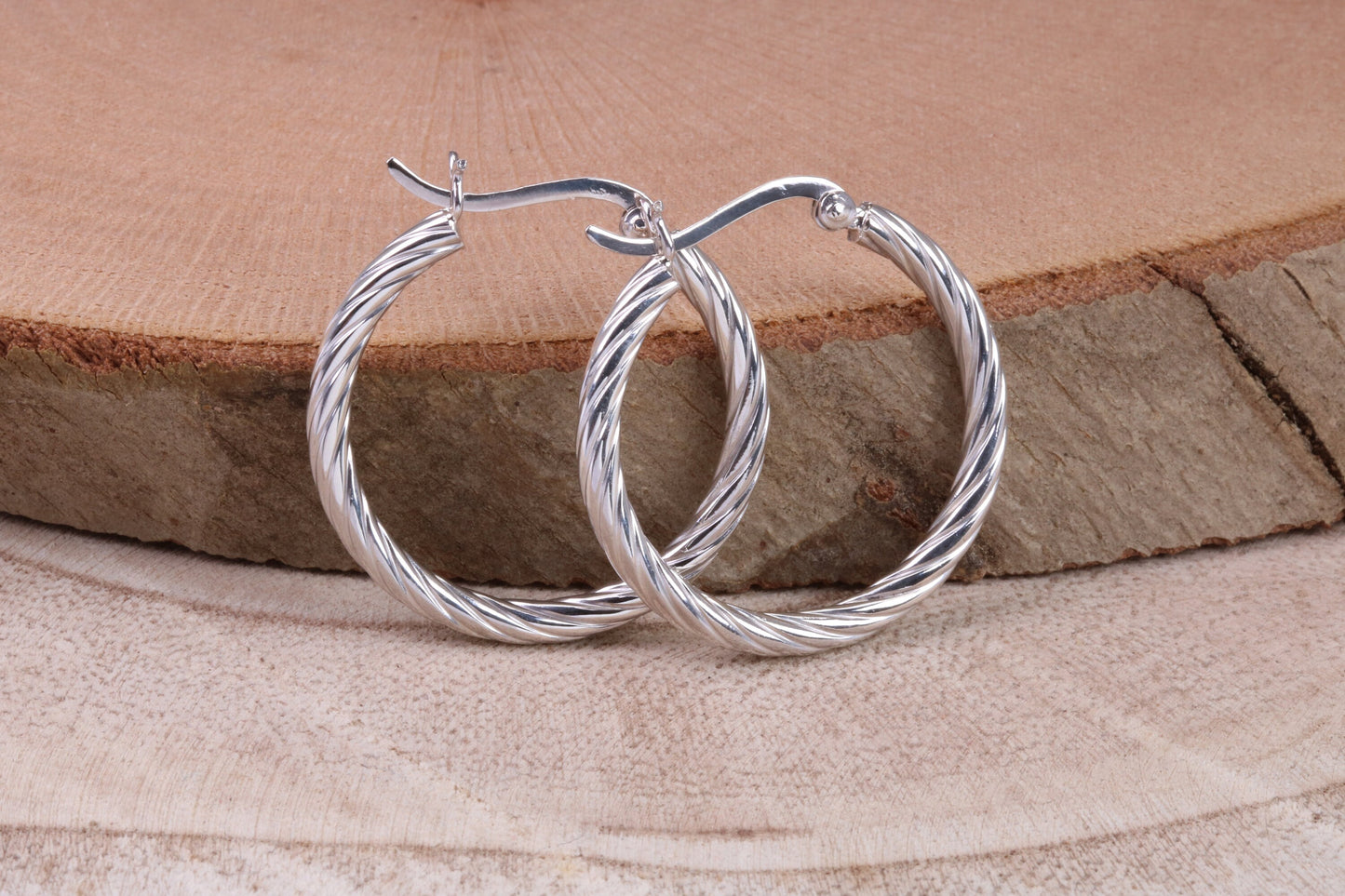 30 mm Round Hoop Creole Earrings Made from 925 Grade Sterling Silver