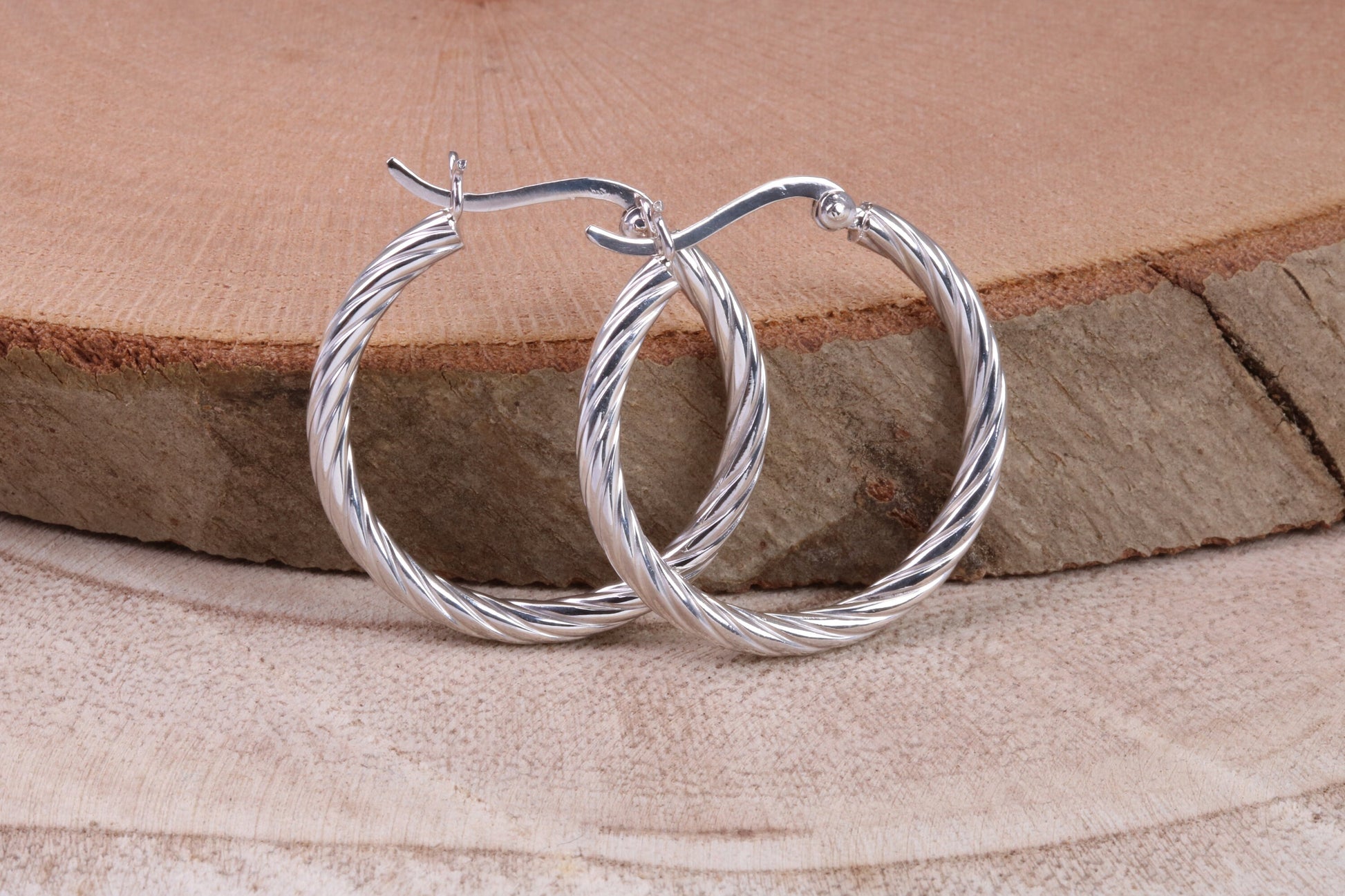 30 mm Round Hoop Creole Earrings Made from 925 Grade Sterling Silver