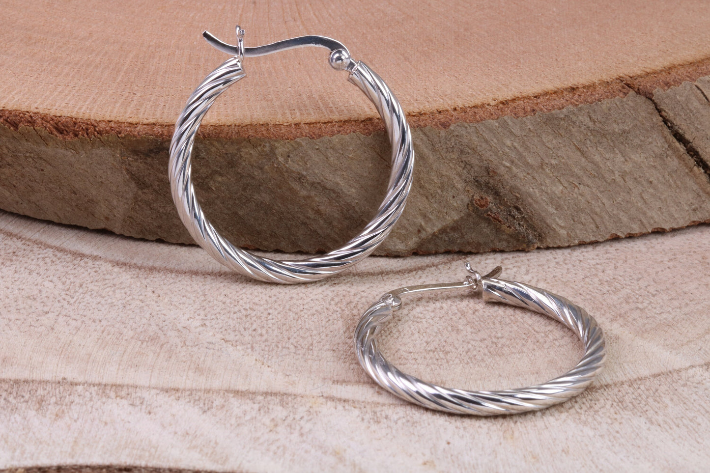 30 mm Round Hoop Creole Earrings Made from 925 Grade Sterling Silver