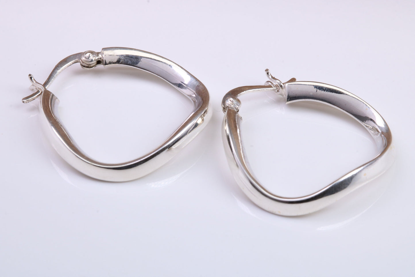 27 mm Long Hoop Creole Earrings Made from Solid 925 Grade Sterling Silver