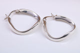 27 mm Long Hoop Creole Earrings Made from Solid 925 Grade Sterling Silver