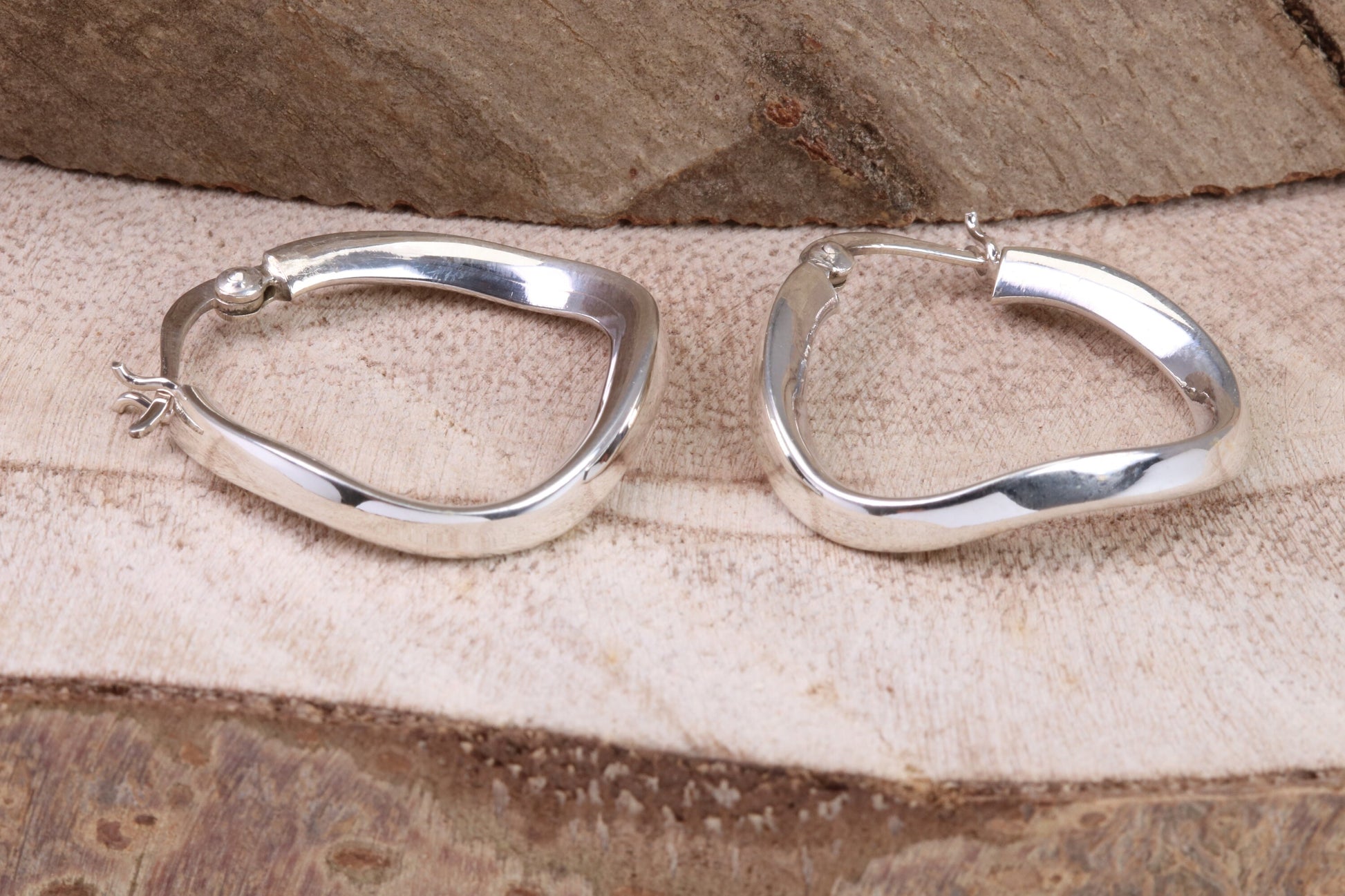 27 mm Long Hoop Creole Earrings Made from Solid 925 Grade Sterling Silver