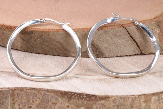 Very Large 45 mm Round Hoop Creole Earrings Made from Solid 925 Grade Sterling Silver