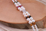 Multi Colour Double Row Freshwater Pearl Bracelet with Rose Flower Closure, made from Sterling Silver