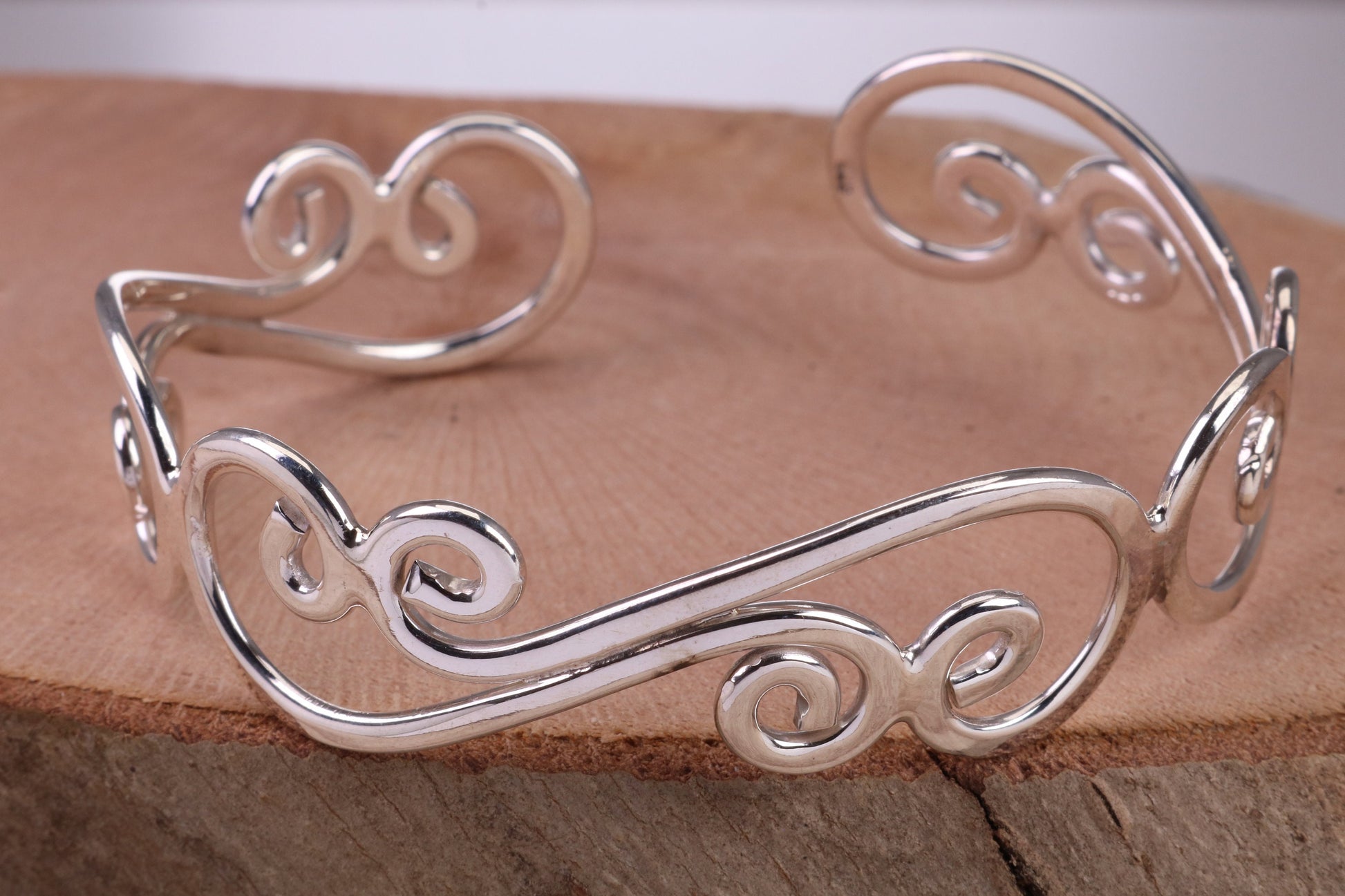 20 mm Wide Oval Solid Silver Bangle