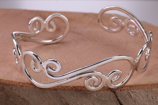 20 mm Wide Oval Solid Silver Bangle