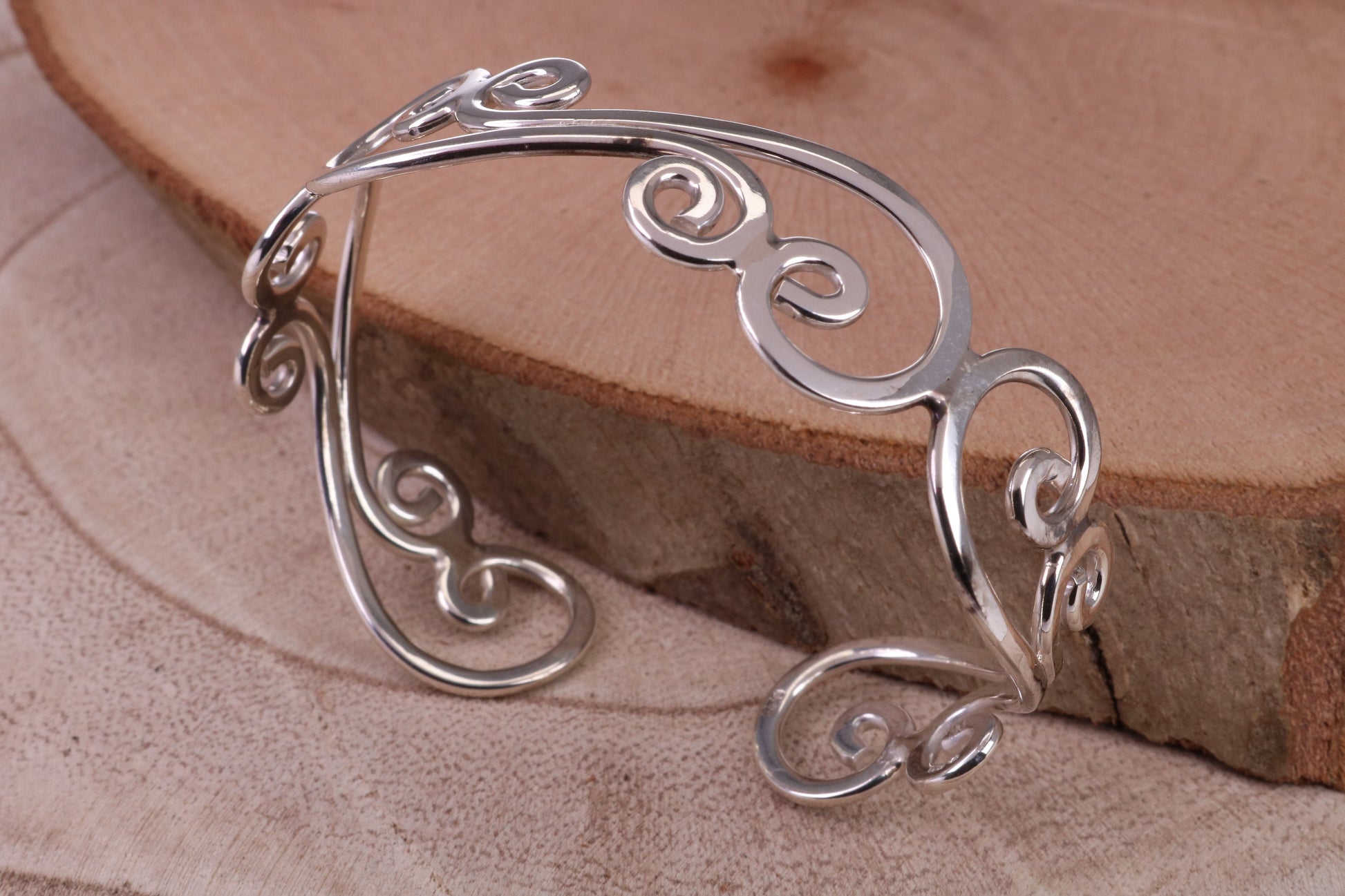 20 mm Wide Oval Solid Silver Bangle