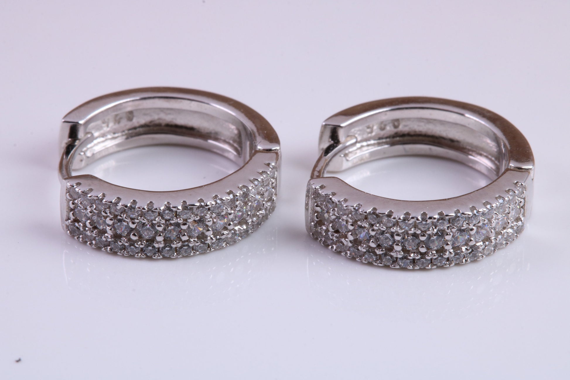 Half Hoop Cubic Zirconia set Earrings, Very Dressy, Made from Solid 925 Grade Sterling Silver