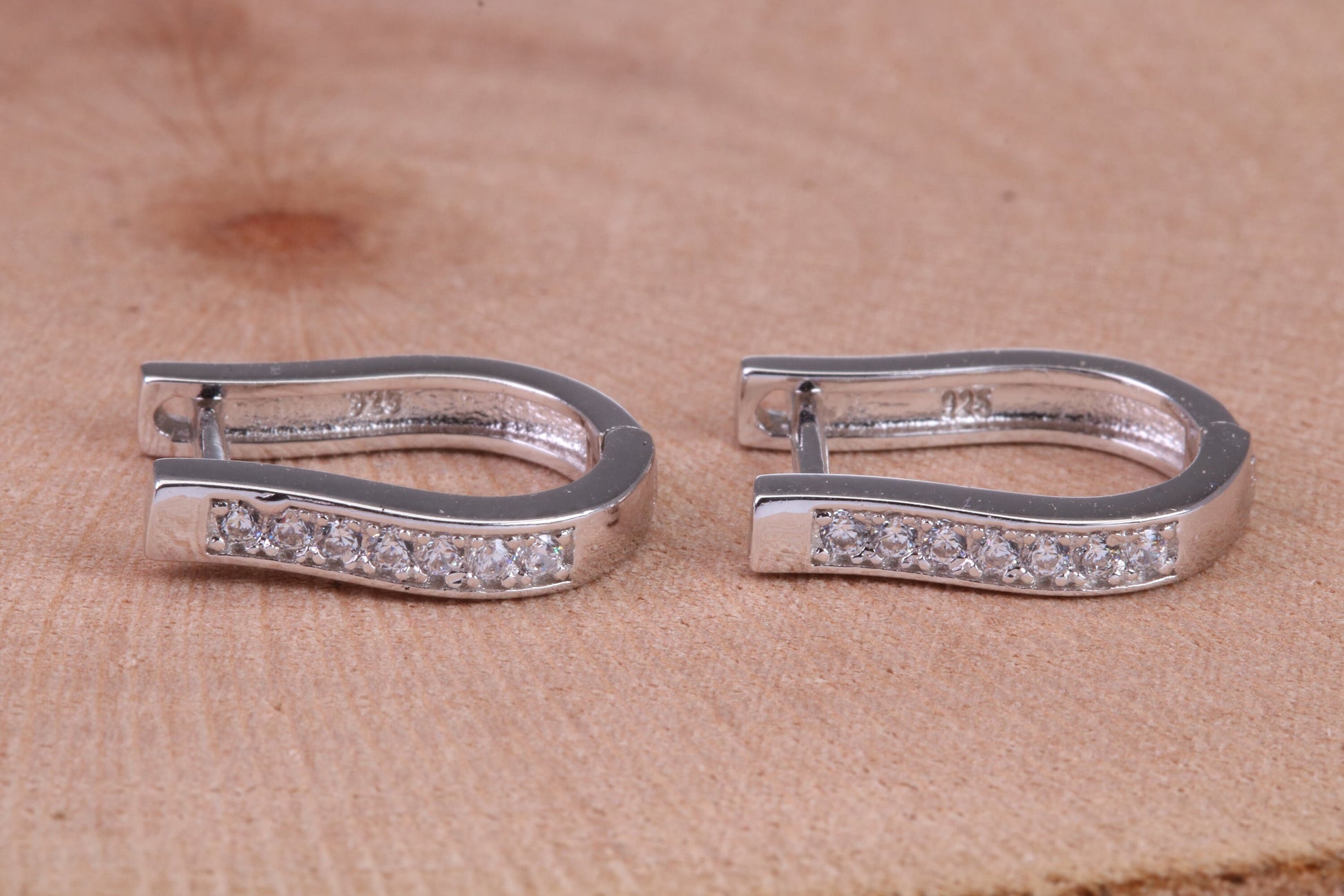 Cubic Zirconia set Hoop Earrings, Very Dressy, Made from Solid 925 Grade Sterling Silver