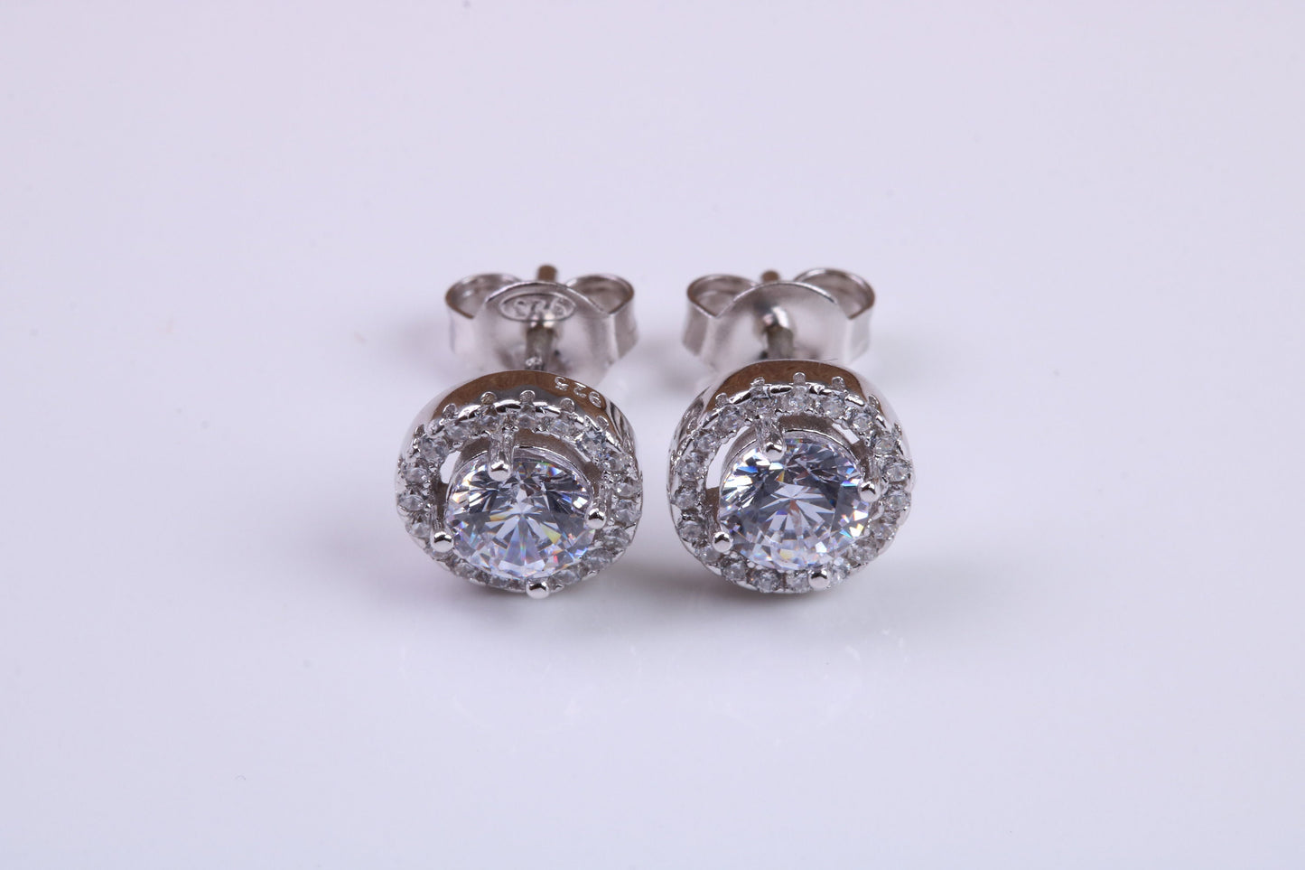 8 mm Round Cluster Cubic Zirconia set Earrings, Very Dressy, Made from Solid 925 Grade Sterling Silver