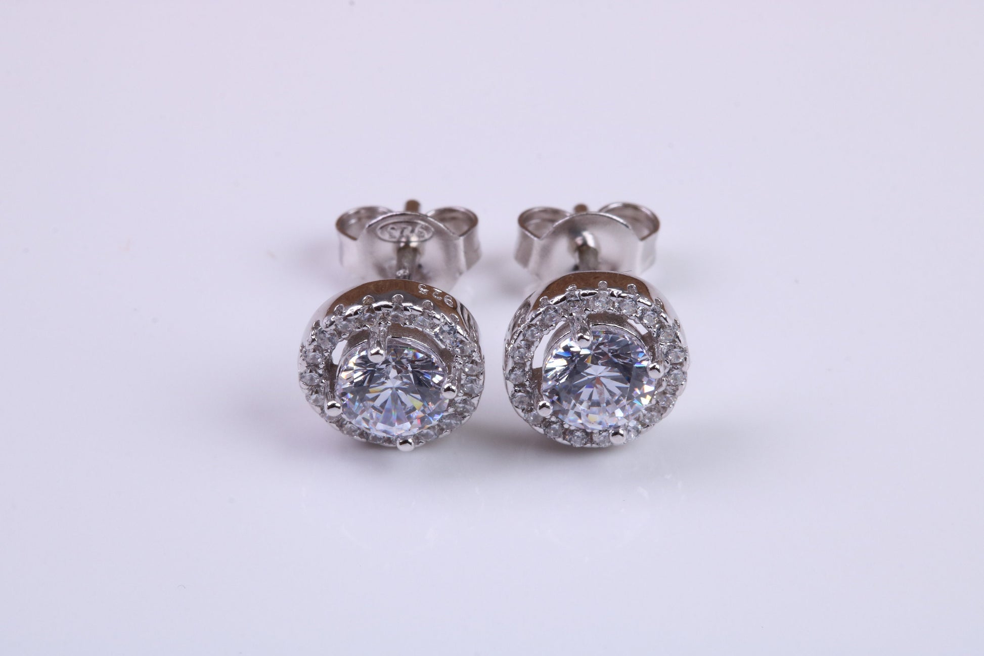 8 mm Round Cluster Cubic Zirconia set Earrings, Very Dressy, Made from Solid 925 Grade Sterling Silver