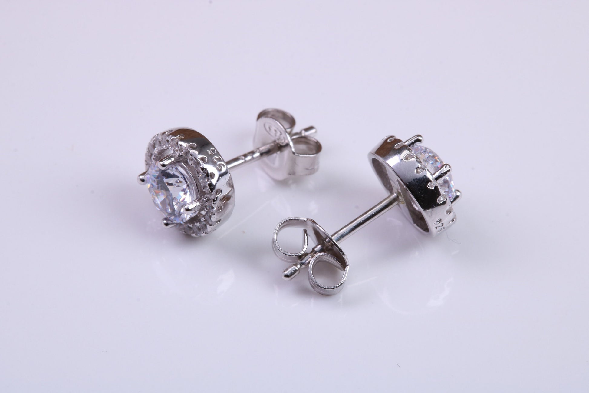8 mm Round Cluster Cubic Zirconia set Earrings, Very Dressy, Made from Solid 925 Grade Sterling Silver