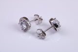 8 mm Round Cluster Cubic Zirconia set Earrings, Very Dressy, Made from Solid 925 Grade Sterling Silver